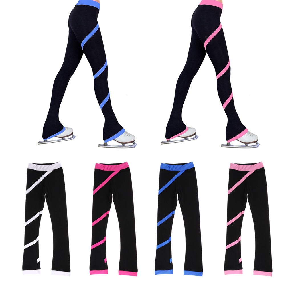 Women Girls Ice Skating Pants Figure Skate Trousers Tights Legging with Fleece Lining Ice Skating Practice Trousers Long Pants