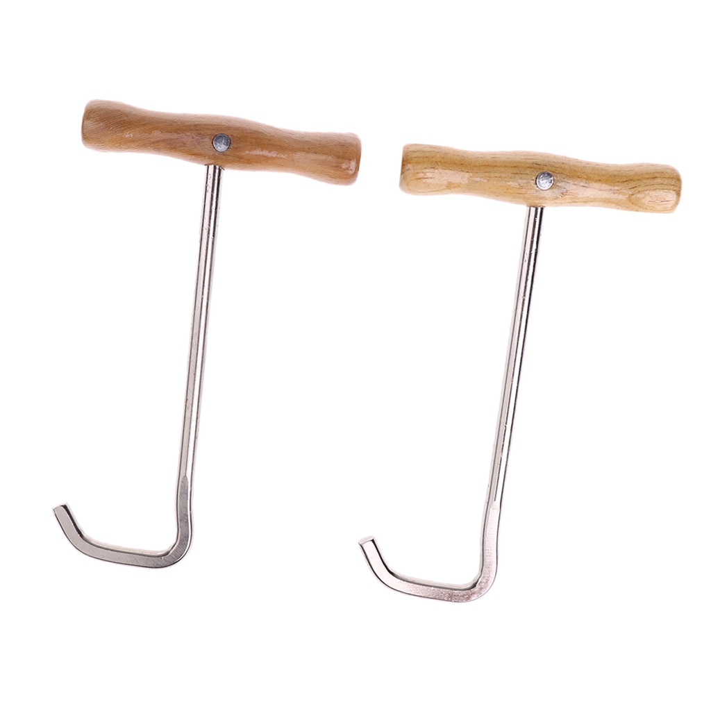 2pcs Stainless Steel Long Boots Pulls Hooks w/ Handle Equestrian Equipment