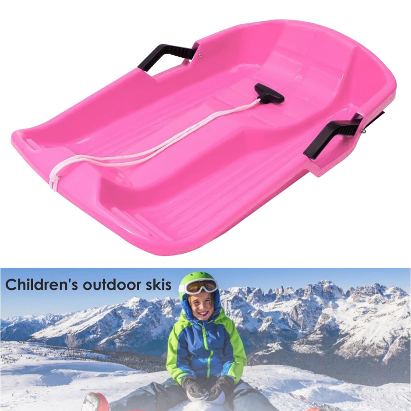 KIDS HEAVY DUTY SNOW SLEDGE TOBOGGAN SLEIGH with PULL ROPE SAFETY HANDLES