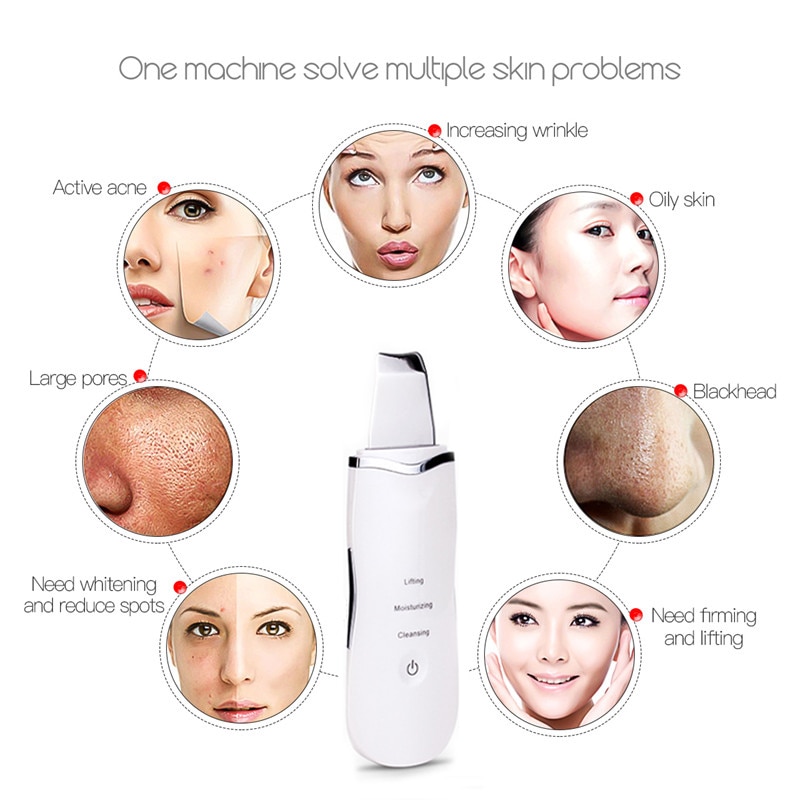 Ultrasonic Facial Skin Scrubber Peeling Shovel Facial Pores Deep Cleansing Spatula Blackhead Remover Rechargable Beauty Machine 4