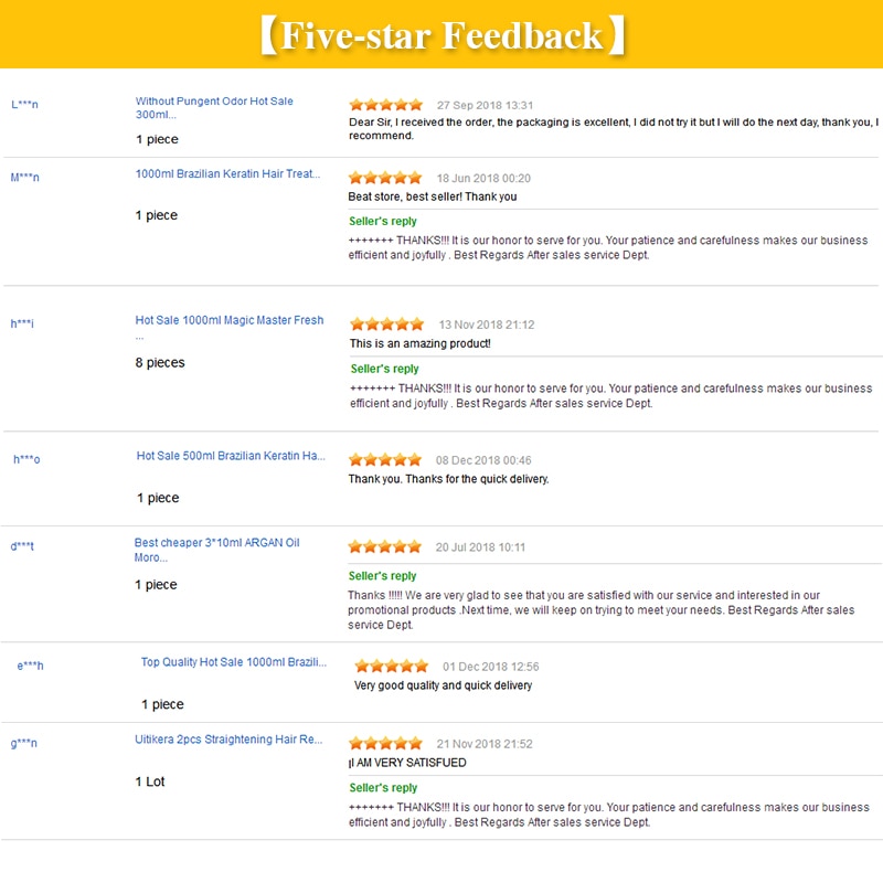 Five star feedback