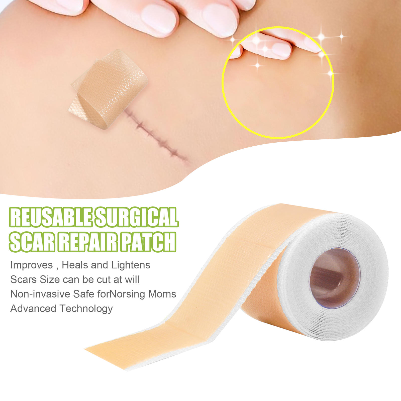 Scars Sheets Treatment Tapes Highly Comfortable Medical Easy Removal Soft Silicone Tape for C-Section Acne Wound Dressing Keloid