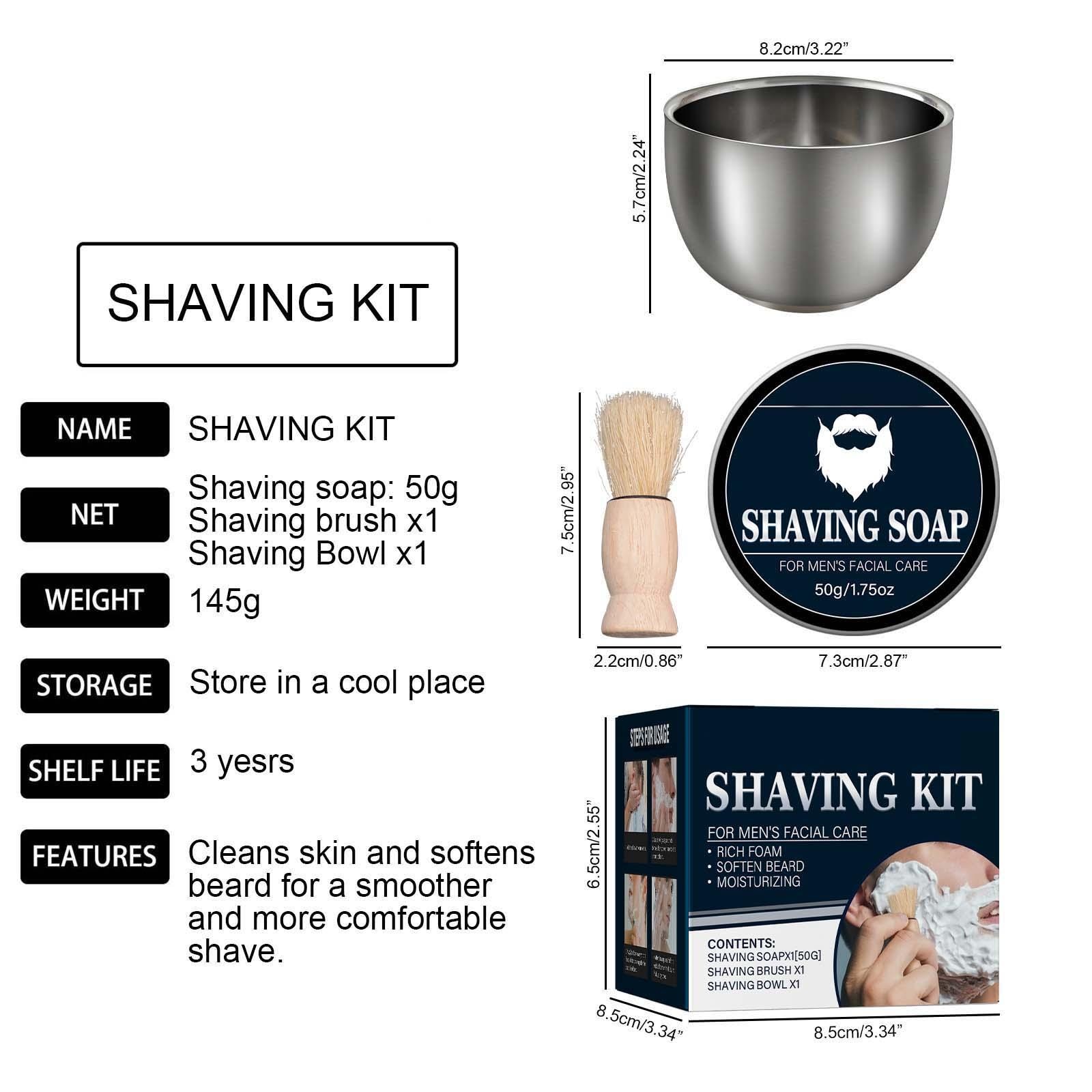 Shave Soap Kit for Men Lather Comfortable Scented Foaming 50G 1.75oz Facial Care Shaving Cream for Home Salon Barber