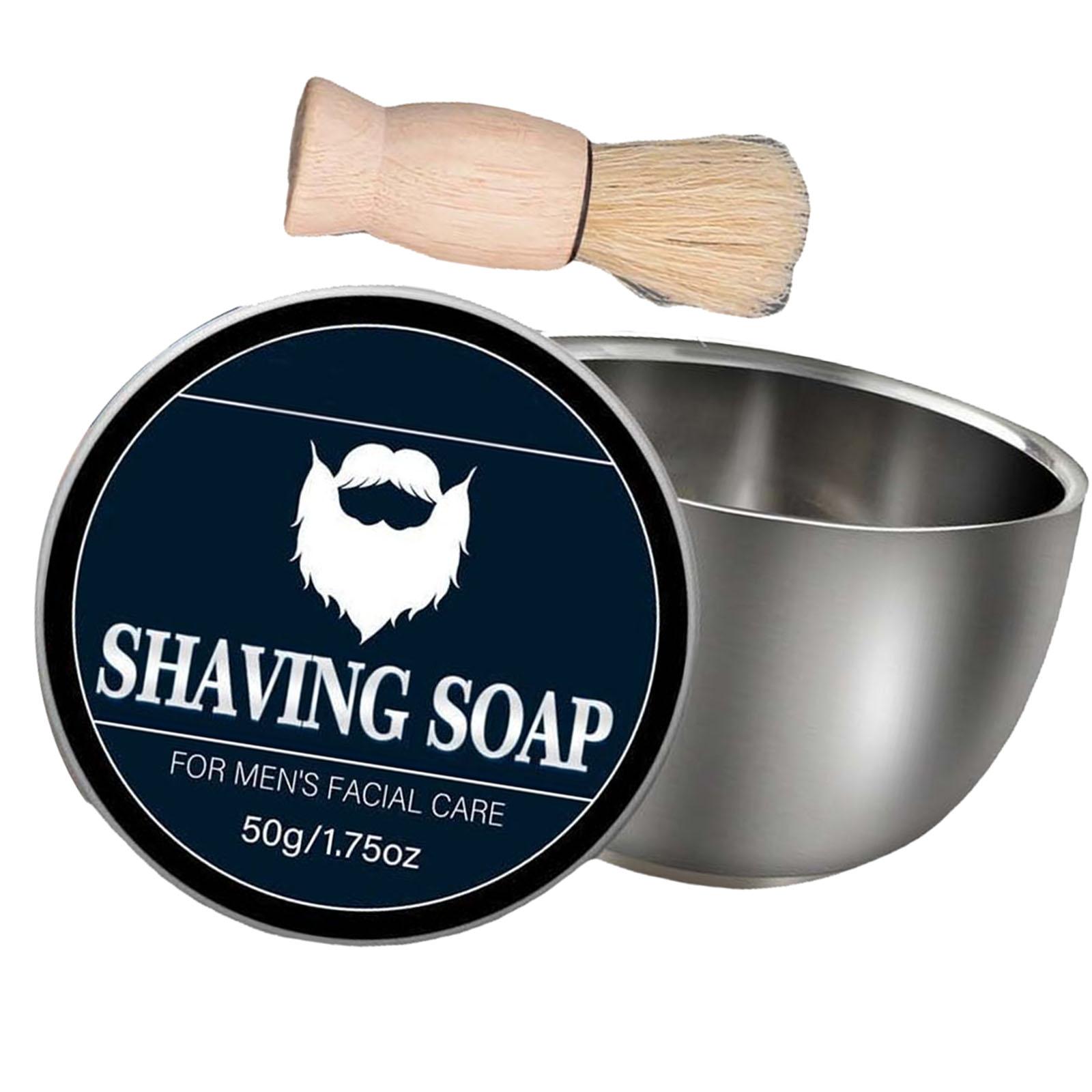 Shave Soap Kit for Men Lather Comfortable Scented Foaming 50G 1.75oz Facial Care Shaving Cream for Home Salon Barber