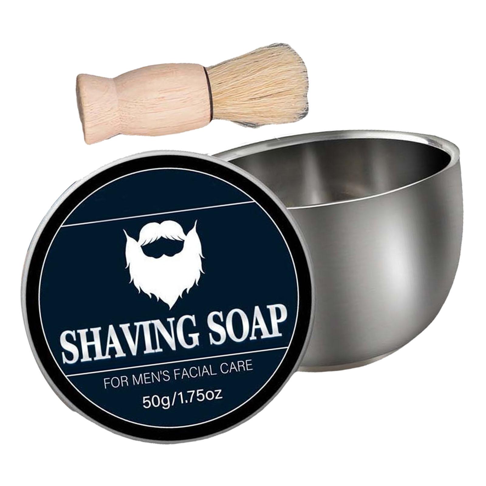 Shave Soap Kit for Men Lather Comfortable Scented Foaming 50G 1.75oz Facial Care Shaving Cream for Home Salon Barber