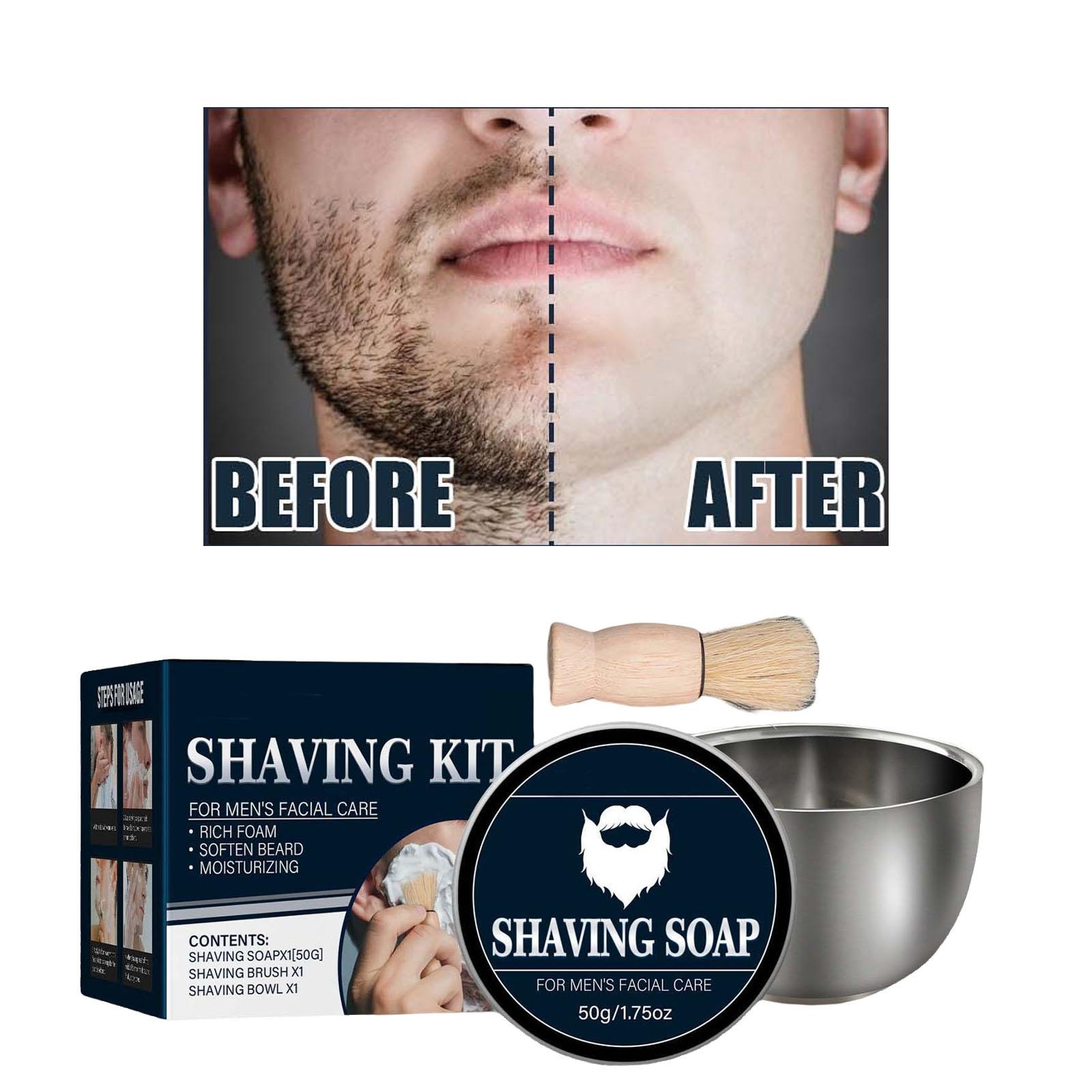 Shave Soap Kit for Men Lather Comfortable Scented Foaming 50G 1.75oz Facial Care Shaving Cream for Home Salon Barber